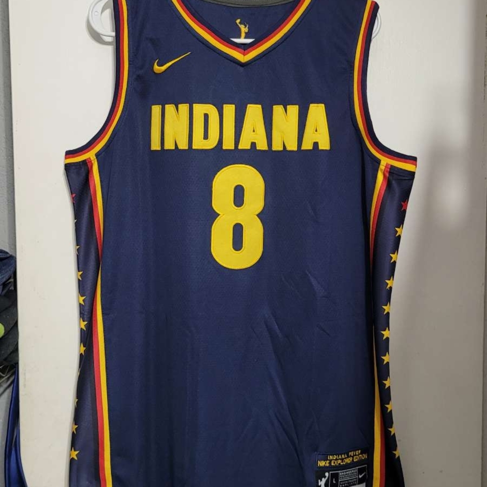 Nike Indiana Navy and Yellow Basketball Jersey